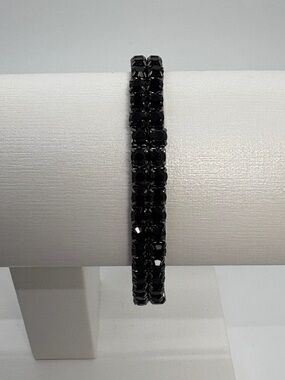 Black Crystal Rhinestone Stretch Bridal Wedding Bracelet